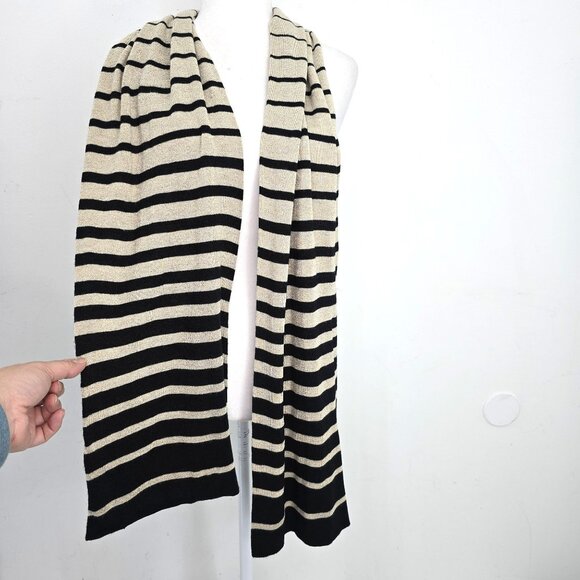 Express Black Gold Metallic Glitter Scarf Wrap Viscose 72x11 - Picture 4 of 6